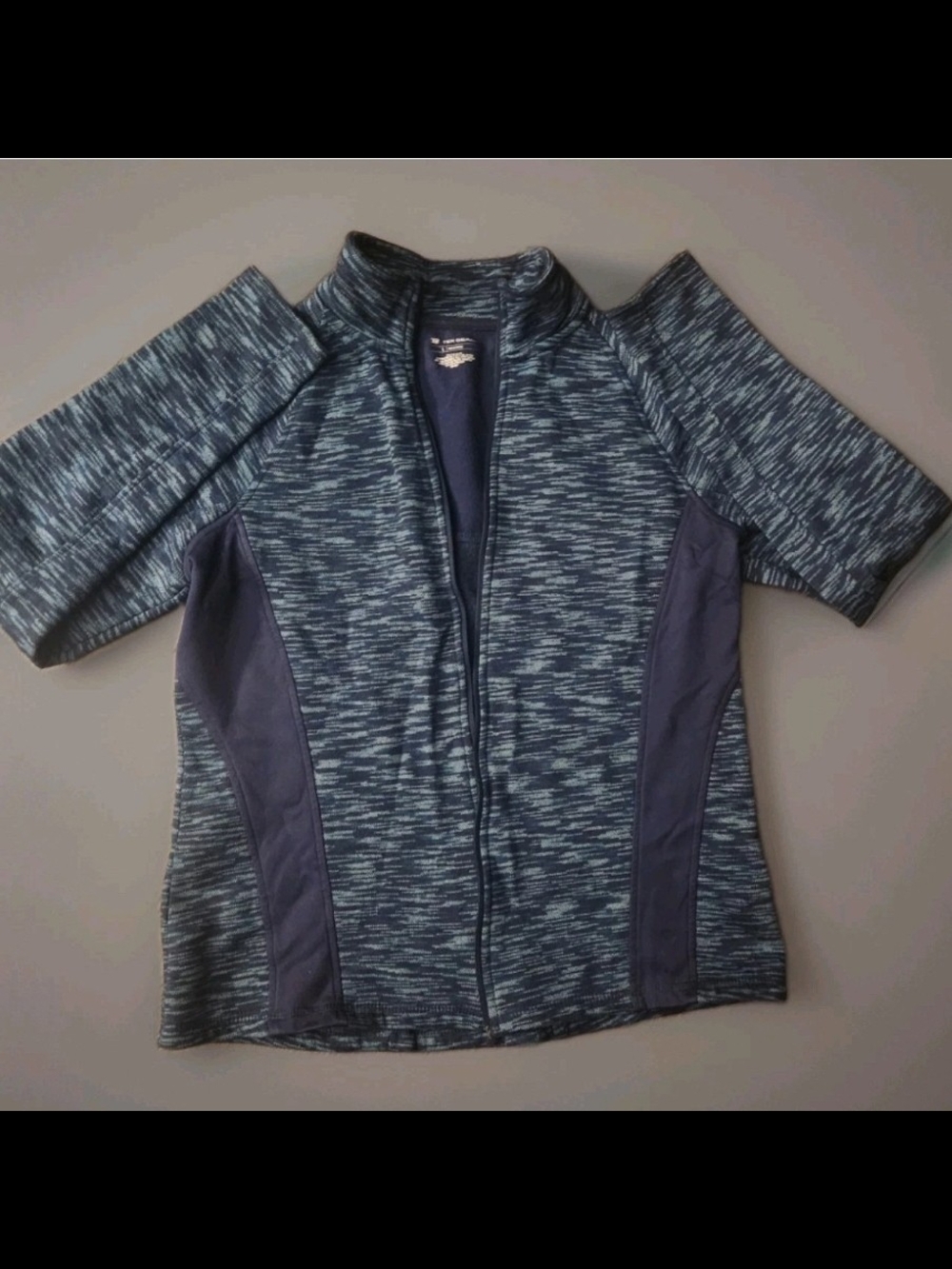 Tek Gear Sports Running Jacket Womens Blue Mix Media Zip Activewear Thumbholes L
